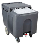 Winco IIC-29 Plastic Insulated Mobile Ice Caddy with Sliding Cover 125 lb. - Gray
