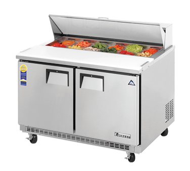 Everest Refrigeration EPBNR2 2-Section 2 Door Refrigerated Salad/Sandwich Prep Table with Back Mounted Compressor 48" - 13 Cu. Ft. - 115v