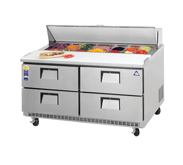 Everest Refrigeration EPBNR2-D4 2-Section 4 Drawer Refrigerated Salad/Sandwich Prep Table 48" - Holds (12) 1/6 Size Pans - 13 Cu. Ft. - 115v