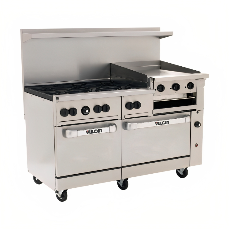 Vulcan 60SC-6B24GB Endurance Natural Gas Range 6 Burner w/ Griddle/Broiler, Standard, and Convection Oven 60" - 268,000 BTU