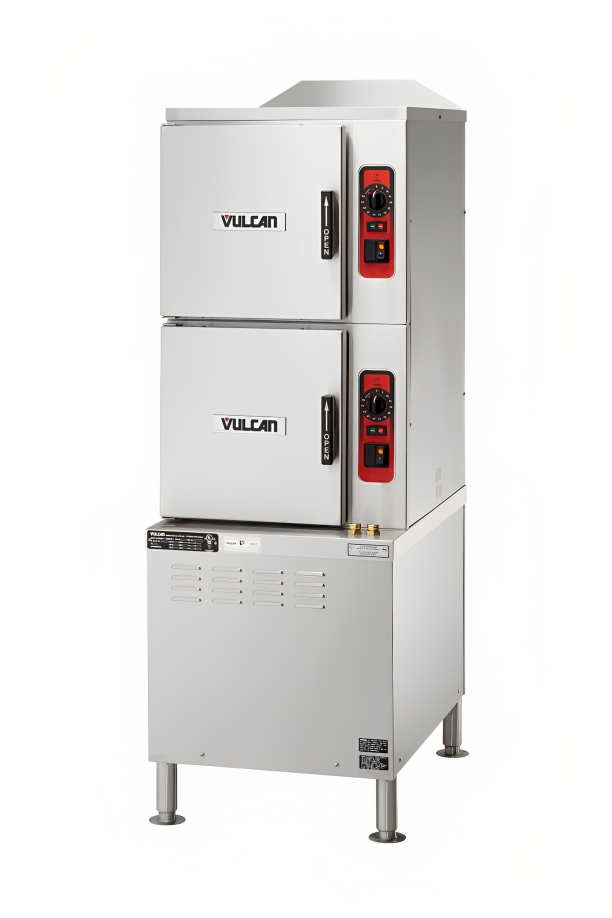 Vulcan C24ET10 ET Series 2-Compartment Electric Convection Steamer with Cabinet Base and Professional Controls - 10 Pan/cap - 480v, 24 kW