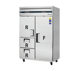 Everest Refrigeration ESRF2D2 2-Section 1 Full & 1 Half Solid Door / 2-Drawer Reach-In Dual Temp Refrigerator/Freezer Combo 50" - 115V