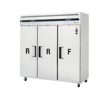 Everest Refrigeration ESRF3 3-Section 3 Solid Door Reach-In Dual Temp Refrigerator/Freezer Combo 75" - 115V
