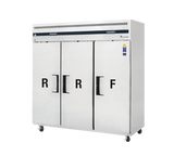 Everest Refrigeration ESRF3 3-Section 3 Solid Door Reach-In Dual Temp Refrigerator/Freezer Combo 75" - 115V