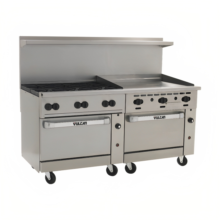 Vulcan 72CC-6B36G Endurance Gas Range 6 Burners w/ Manual Griddle & 2 Convection Ovens 72" - 310,000 BTU