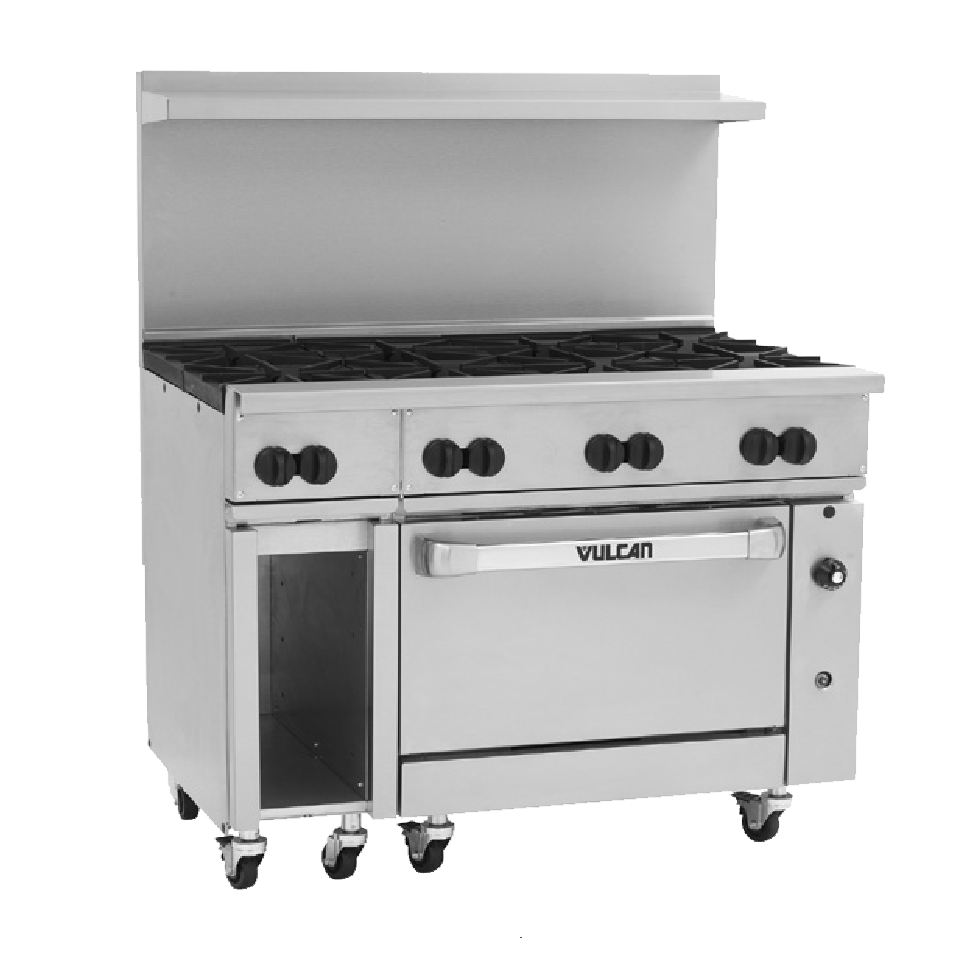 Vulcan 48C-8B Endurance Natural Gas Range 8 Burner w/ Convection Oven & Cabinet - 275,000 BTU