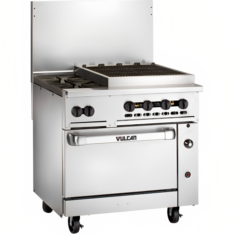 Vulcan 36C-2B24CBP Endurance LP Range 2 Burner w/ Charbroiler & Convection Oven 36" - 159,000 BTU