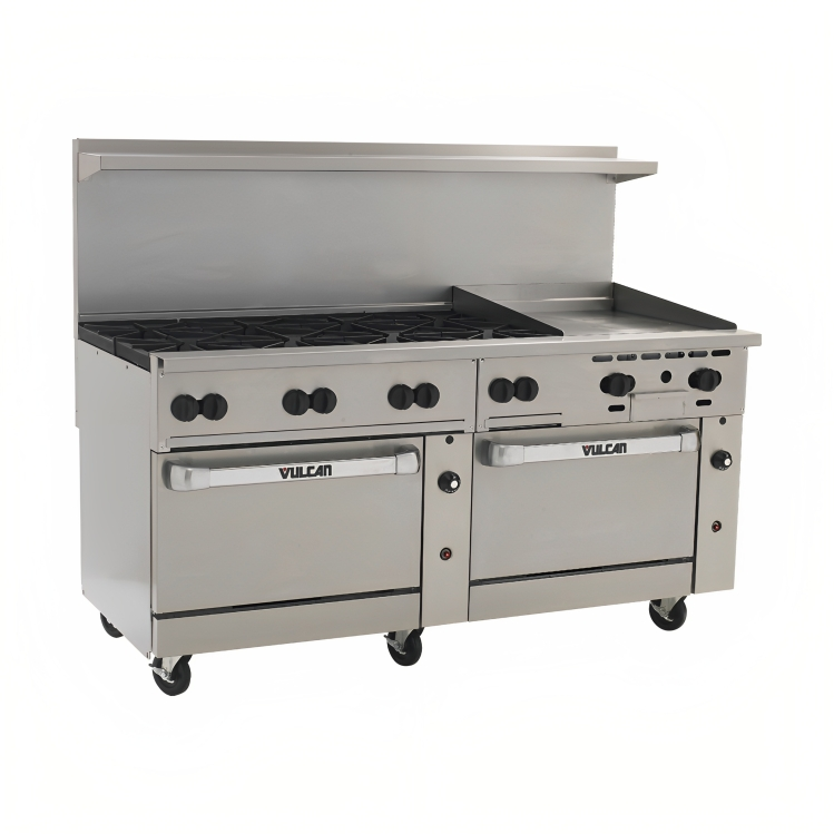 Vulcan 72SC-8B24G Endurance Gas Range 8 Burners w/ Manual Griddle, Standard & Convection Oven 72" - 350,000 BTU