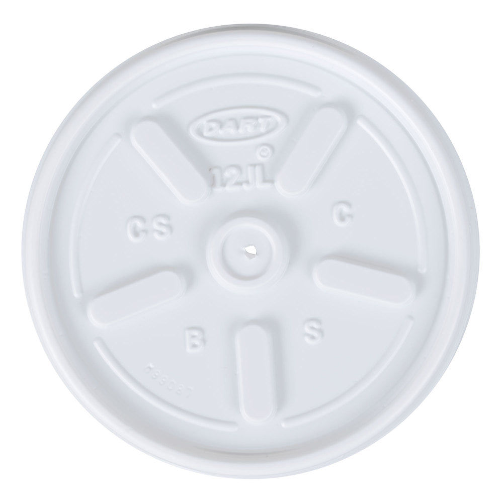 Dart Solo 12JL White Plastic Vented Lid for 12 oz. Foam Cups & Containers - 1000/Case