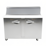 Traulsen UPT7230-LR 2-Section 2 Left/Right Hinged Door Refrigerated Salad/Sandwich Prep Table with Roll-Top Lid 72" - Holds (30) 1/6 Size Pans - 24.5 cu. ft. - 115v