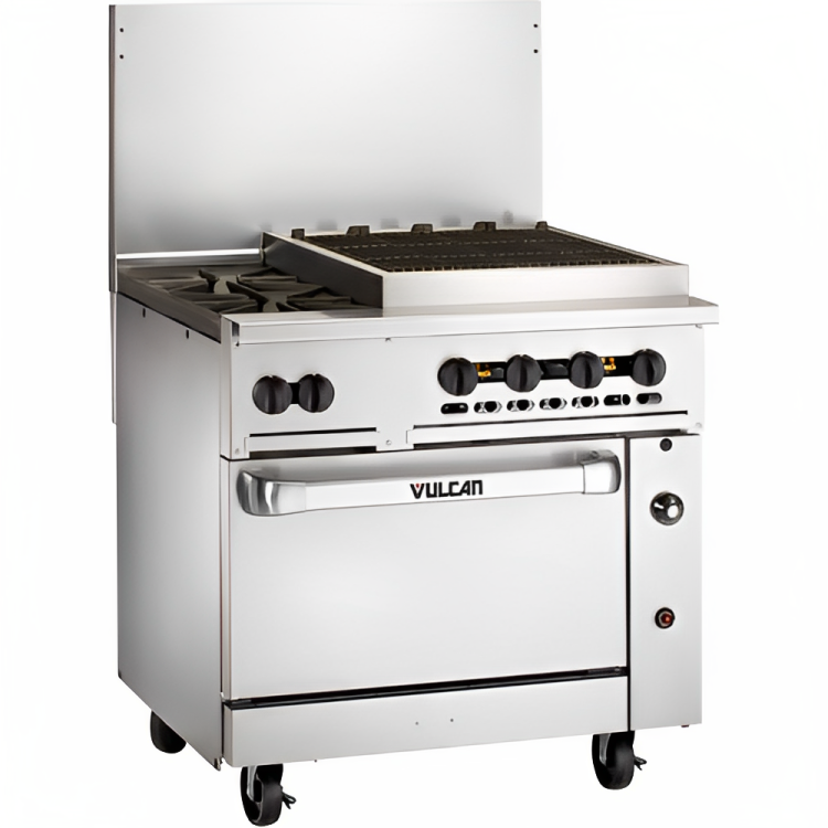 Vulcan 36S-2B24CBP Endurance LP Range 2 Burner w/ Charbroiler & Standard Oven 36" - 159,000 BTU
