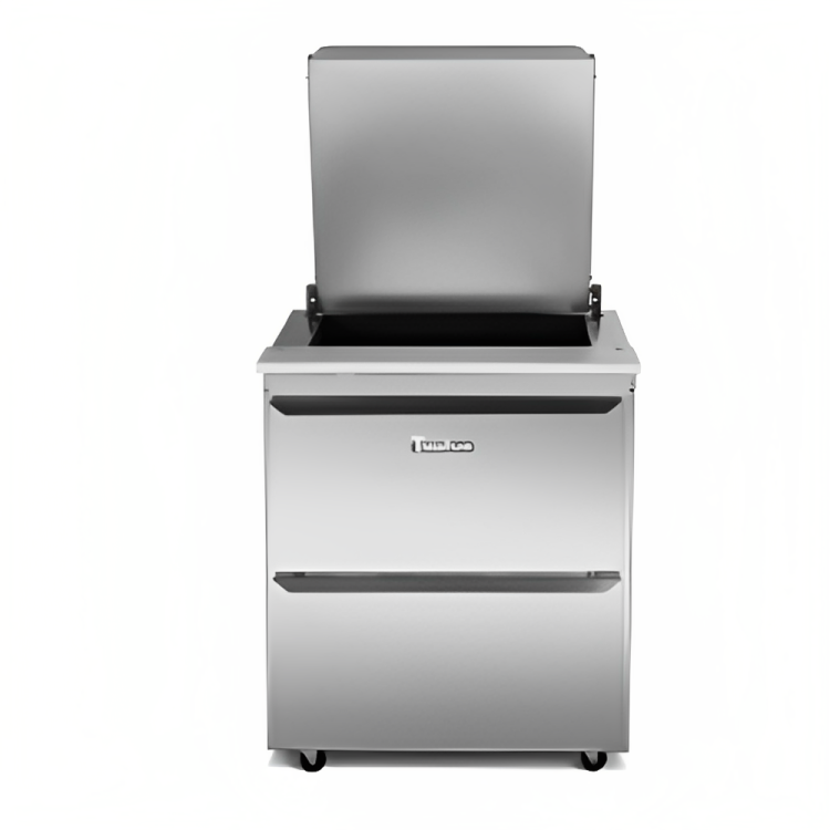 Traulsen UST7230-LR 2-Section Left/Right Hinged 2 Door Refrigerated Salad/Sandwich Prep Table with Low Profile Flat Lid 72" - Holds (30) 1/6 Size Pans - 20 cu. ft. - 115v