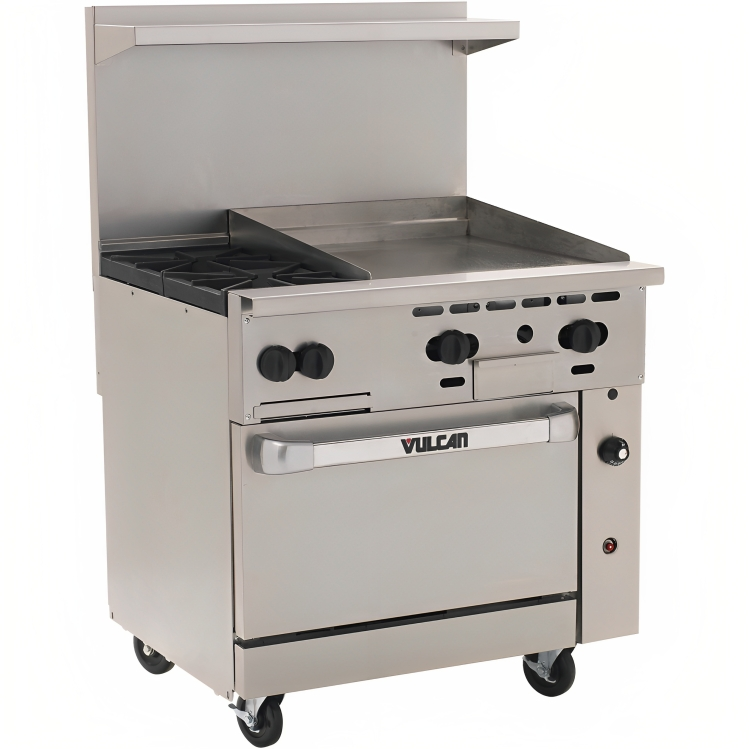 Vulcan 36S-2B24G Endurance Natural Gas Range 2 Burner w/ Manual Griddle & Standard Oven 36" - 135,000 BTU