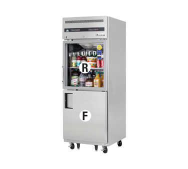Everest Refrigeration EGSDH2 1-Section One Glass/One Solid Half Door Reach-In Dual Temp Refrigerator/Freezer Combo 30" - 115V