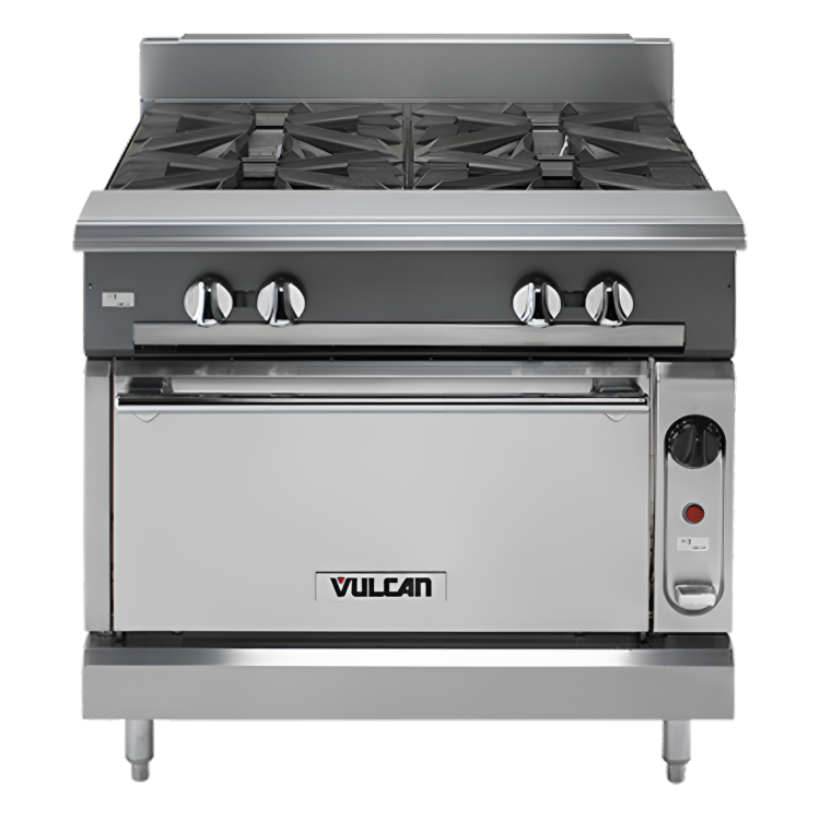Vulcan V2BG4T V Series Heavy Duty Modular Natural Gas Thermostatic Range w/ 2 Burners & Right Side Griddle 36" - 130,000 BTU