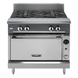 Vulcan V2BG4T V Series Heavy Duty Modular Natural Gas Thermostatic Range w/ 2 Burners & Right Side Griddle 36" - 130,000 BTU