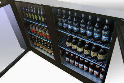Migali C-BB72G Competitor Series Back Bar Cooler Black 3 Glass Door Refrigerator 72" -  (3) 1/2 Keg Capacity