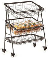 GET IR-2010-MG Urban Renewal Metal Rectangular 3-Tier Mobile Merchandiser Stand 21-1/2"W x 12-1/4"D x 25-3/4"H - Gray