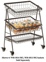 GET IR-2010-MG Urban Renewal Metal Rectangular 3-Tier Mobile Merchandiser Stand 21-1/2"W x 12-1/4"D x 25-3/4"H - Gray