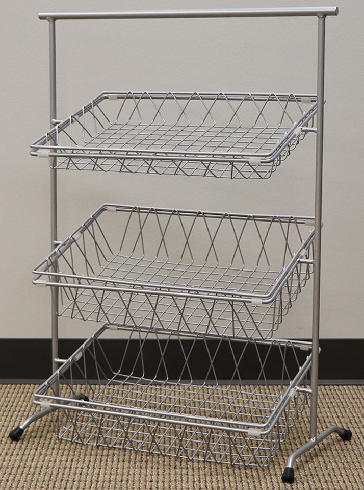GET IR-952T-SV POP Metal Rectangular 3-Tier Tilted Pane Stand 22-3/4"W x 11"D x 31-1/4"H - Silver