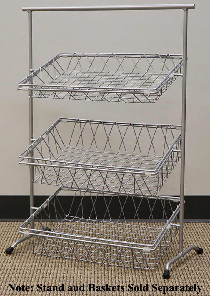 GET IR-952T-SV POP Metal Rectangular 3-Tier Tilted Pane Stand 22-3/4"W x 11"D x 31-1/4"H - Silver