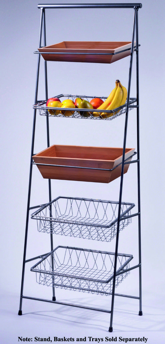 GET IR-906 POP Powder Coated Iron Rectangular 5-Tier Tilted Pane Stand 23-1/2"W x 14"D x 64"H - Gray