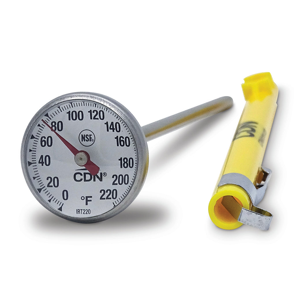 CDN IRT220 Waterproof Dial Probe / Pocket Thermometer with 5" Stem - 0 to 220 Degrees F