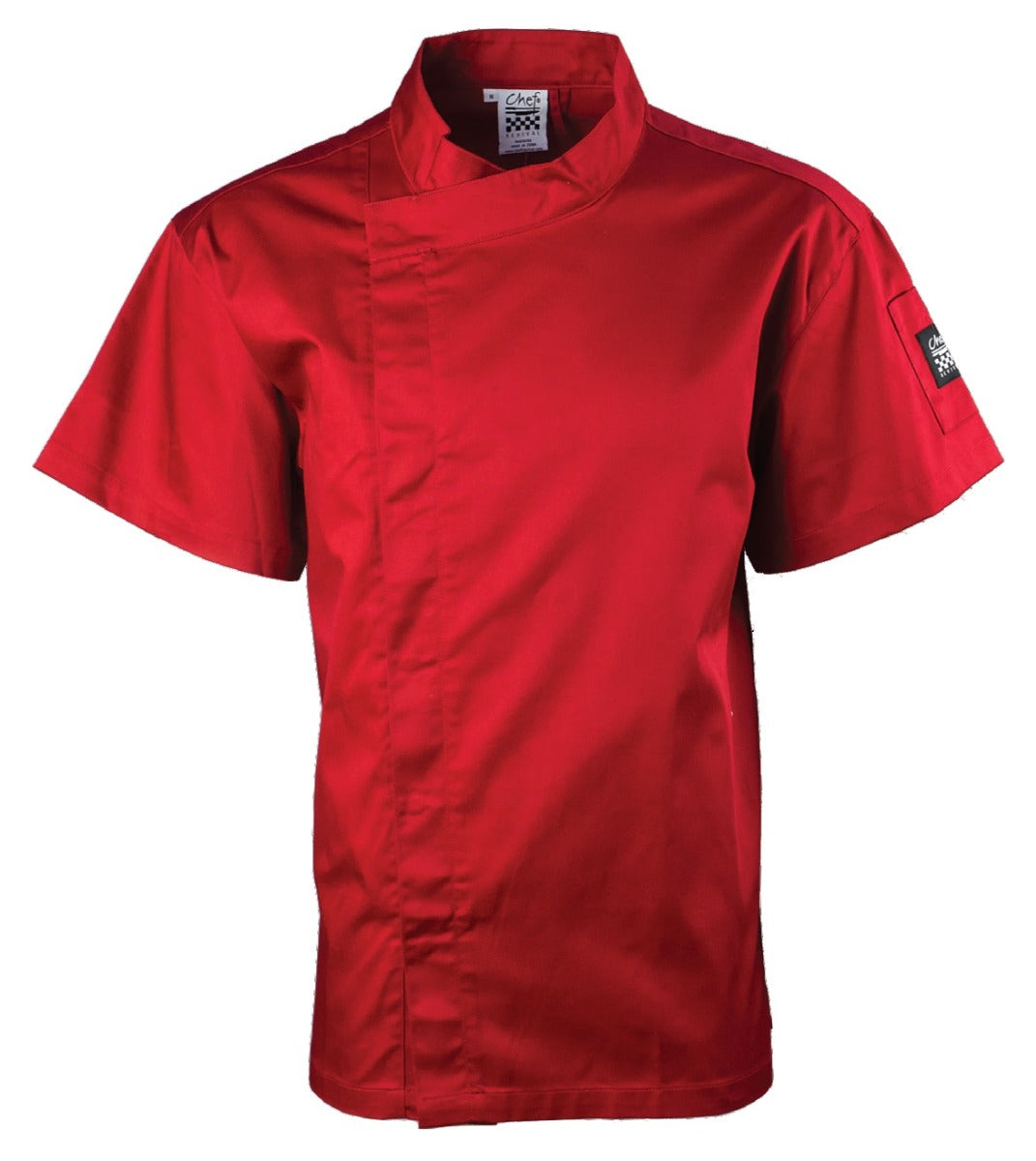 Chef Revival J020TM-2X Unisex Cool Crew Fresh Short Sleeve Single-Breasted Chef Jacket with Hidden Snap Buttons - Tomato Red /  2 X-Large
