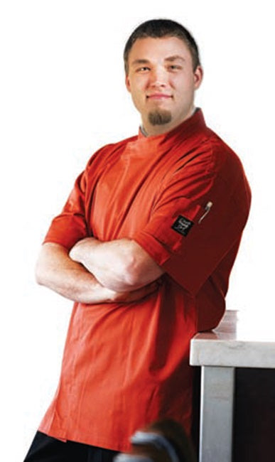 Chef Revival J020TM-2X Unisex Cool Crew Fresh Short Sleeve Single-Breasted Chef Jacket with Hidden Snap Buttons - Tomato Red /  2 X-Large