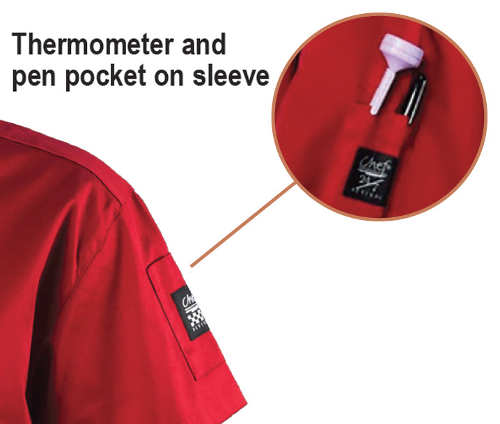 Chef Revival J020TM-2X Unisex Cool Crew Fresh Short Sleeve Single-Breasted Chef Jacket with Hidden Snap Buttons - Tomato Red /  2 X-Large