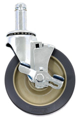 Olympic J5FBA-4 Wire Shelving High Modulus Rubber Swivel Stem Caster with Brake Kit 5" - 4/set