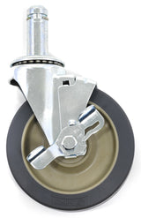 Olympic J5FBA-4 Wire Shelving High Modulus Rubber Swivel Stem Caster with Brake Kit 5" - 4/set