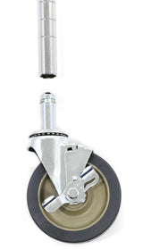 Olympic J5FBA-4 Wire Shelving High Modulus Rubber Swivel Stem Caster with Brake Kit 5" - 4/set
