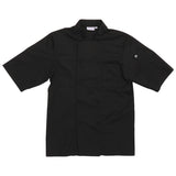 Chef Works JLCVBLKM Unisex Montreal Cool Vent Short Sleeve Double-Breasted Chef Coat with Cloth Covered Buttons - Black / Medium