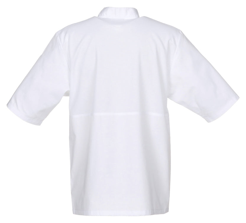 Chef Works JLCVWHTM Unisex Montreal Cool Vent Short Sleeve Double-Breasted Chef Coat with Cloth Covered Buttons - White / Medium
