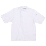 Chef Works JLCVWHTM Unisex Montreal Cool Vent Short Sleeve Double-Breasted Chef Coat with Cloth Covered Buttons - White / Medium