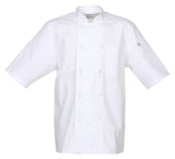 Chef Works JLCVWHTS Unisex Montreal Cool Vent Short Sleeve Double-Breasted Chef Coat with Cloth Covered Buttons - White / Small