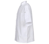 Chef Works JLCVWHTS Unisex Montreal Cool Vent Short Sleeve Double-Breasted Chef Coat with Cloth Covered Buttons - White / Small