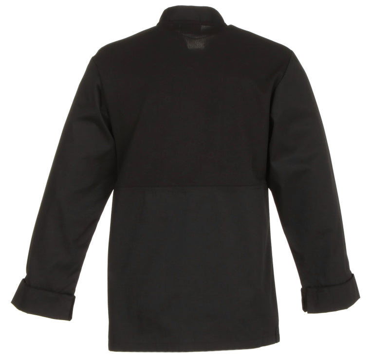 Chef Works JLLSBLK3XL Unisex Calgary Cool Vent Long Sleeve Double-Breasted Chef Coat with Cloth Covered Buttons - Black / 3X-Large