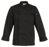 Chef Works JLLSBLK3XL Unisex Calgary Cool Vent Long Sleeve Double-Breasted Chef Coat with Cloth Covered Buttons - Black / 3X-Large