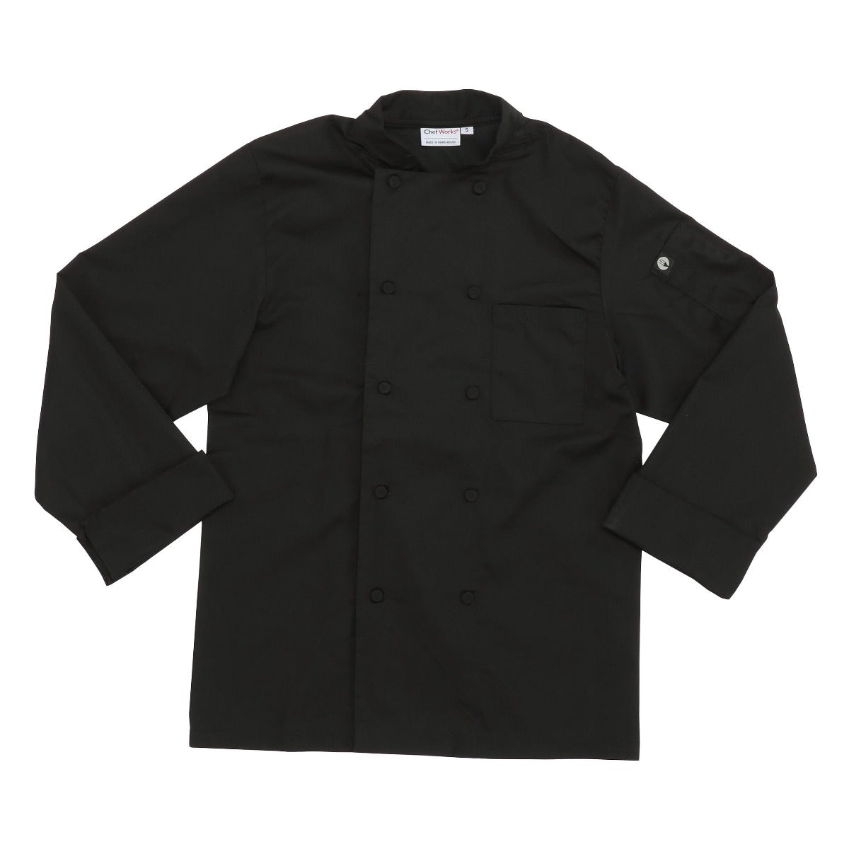Chef Works JLLSBLK3XL Unisex Calgary Cool Vent Long Sleeve Double-Breasted Chef Coat with Cloth Covered Buttons - Black / 3X-Large