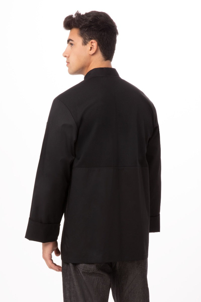 Chef Works JLLSBLK3XL Unisex Calgary Cool Vent Long Sleeve Double-Breasted Chef Coat with Cloth Covered Buttons - Black / 3X-Large