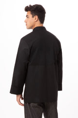 Chef Works JLLSBLK3XL Unisex Calgary Cool Vent Long Sleeve Double-Breasted Chef Coat with Cloth Covered Buttons - Black / 3X-Large