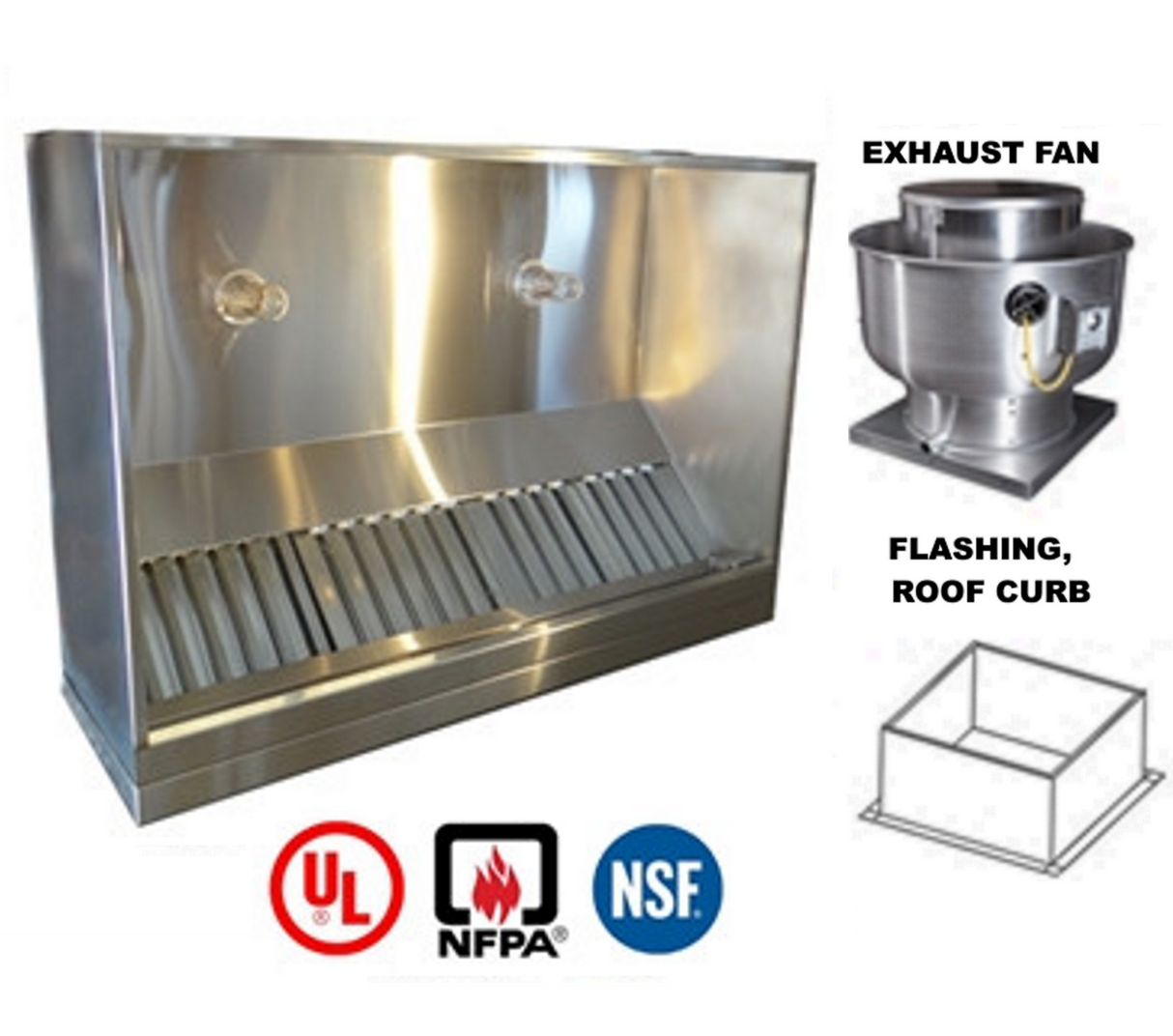 JRSVH4-FF 4ft Jean's Canopy Vent Hood with Exhaust Fan and Flashing