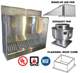 JRSVH7-PFFKIT 7ft Jean's Canopy Vent Hood with Plenum, Exhaust Fan, Make-up Air Fan and Flashing
