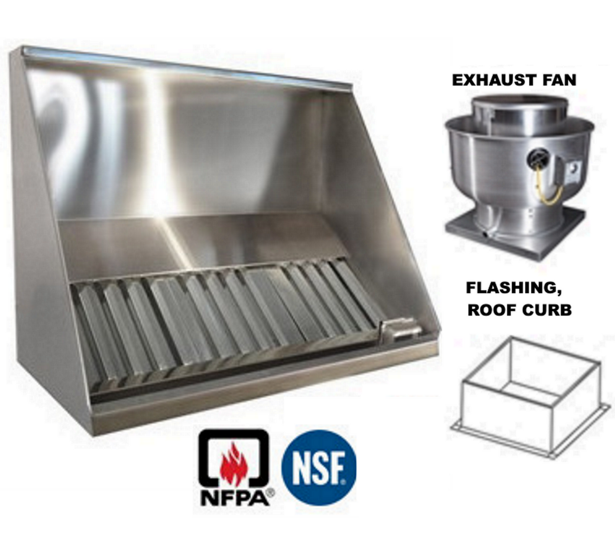 JRSVHC6-FF 6ft Jean's Concession Vent Hood with Exhaust Fan and Flashing