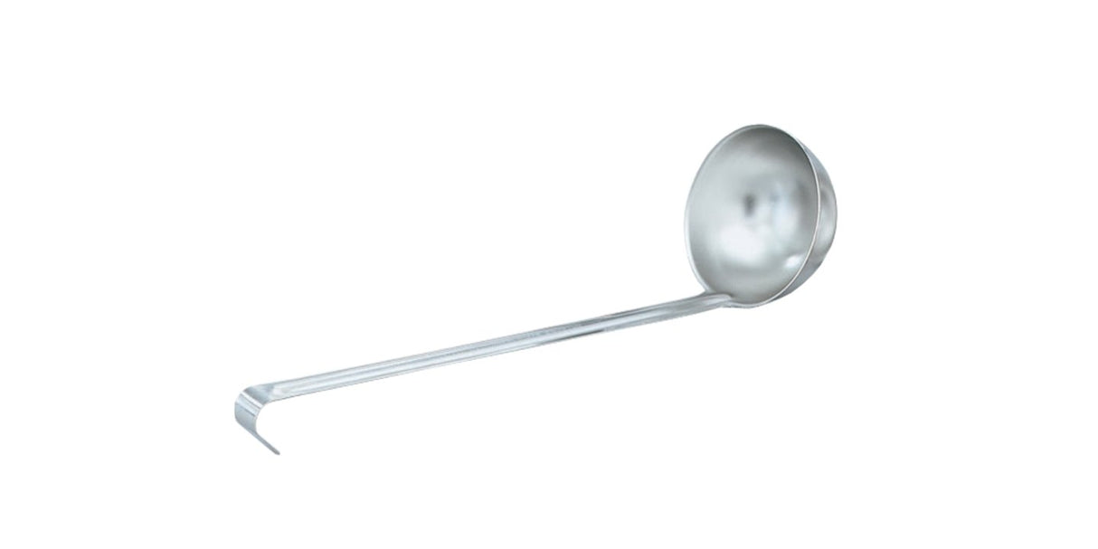Vollrath 46818 Stainless Steel Ladle with 12-1/2" Grooved Hooked Handle 8 oz.