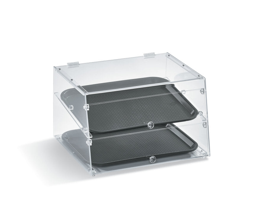 Vollrath KDC1418-2-06 Countertop Knock-Down 2-Tray Slant Front Acrylic Bakery Display Case with Front & Rear Doors