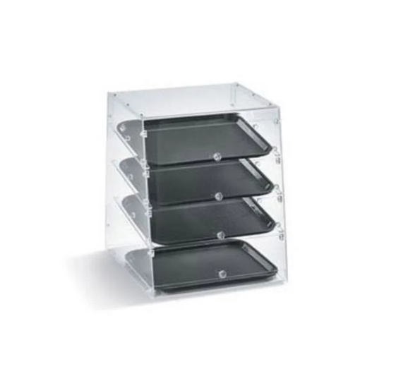 Vollrath KDC1418-4R-06 Countertop Knock-Down 4-Tray Slant Front Acrylic Bakery Display Case with Split Rear Door Doors