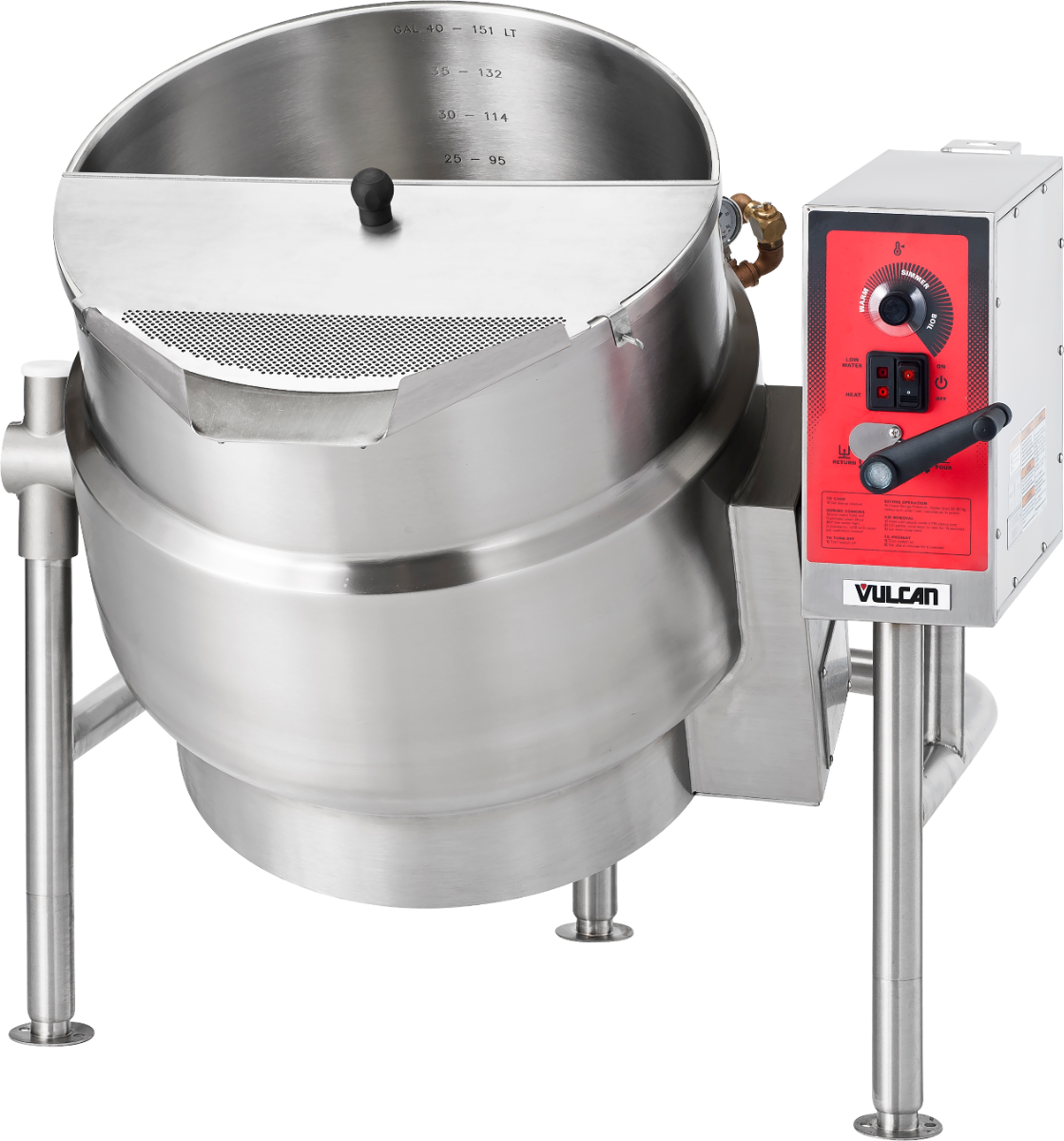 Vulcan K40EL Electric 2/3 Steam Jacketed Stationary Kettle 40 Gal. - 208v/3ph, 18 kW